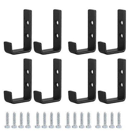 8 stk. kraftige vægkroge, J-kroge til garage, universelle sorte skruekroge, knagerækker, stærke knager, til ophængning, garage, væg M ZYH
