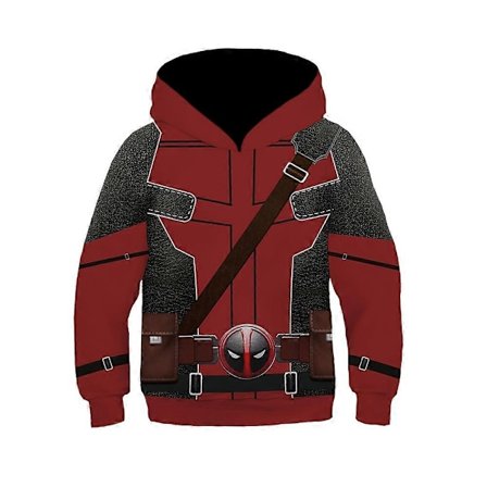 Barn Gutter Deadpool & Wolverine Hoodie Casual Langarmet Hoodie Løstsittende Pullover Topper - Xin Red