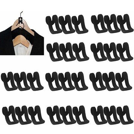 30 stk., Mini flok tøjstativ, skabarrangør, sort