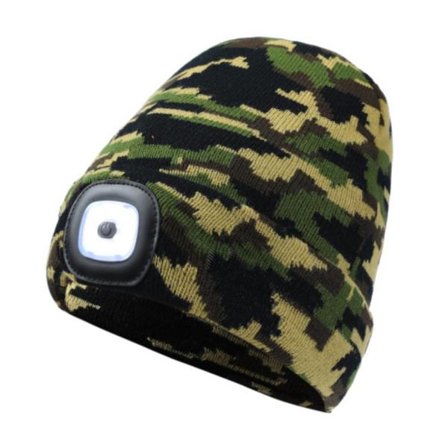 Strikket hue til voksne med lys – Varmt hættepandebånd til efterår/vinter med LED