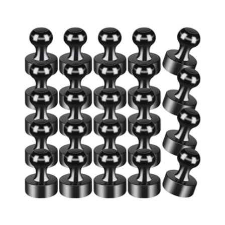 Pakke med 12 neodym kjøleskapsmagneter, magnetiske stifter, 12 x 16 mm, små, runde, sterke magneter, Beijiyi (svart)