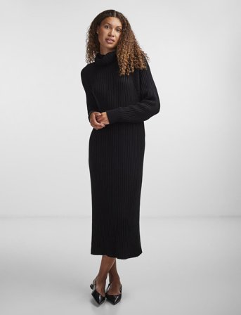 YAS Yasmavi Knit Midi Rollneck Dress Noos - Black - XS