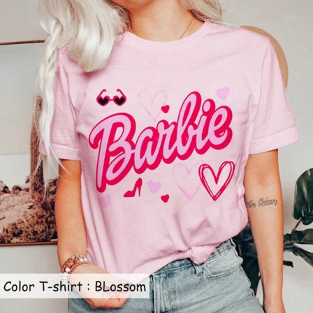 Barbie Trykket T-skjorte Kvinne Sommer Topp T-skjorte GH1014-K XXXL