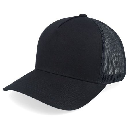 Equip - Svart trucker Keps - Blank Black A-frame Trucker @ Hatstore