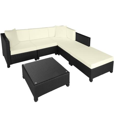 Tectake Loungeset I Konstrotting Med Aluminiumram, Överdrag I 2 Svart