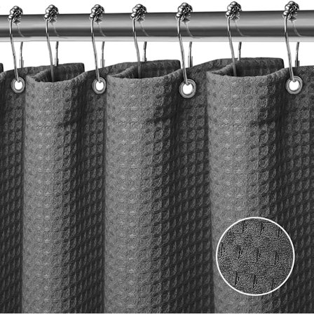 180 x 180 cm (Mørkegrå) Bruseforhæng Badeforhæng Polyesterstof Maskinvaskbart Badeværelsesforhæng med 12 Kroge W