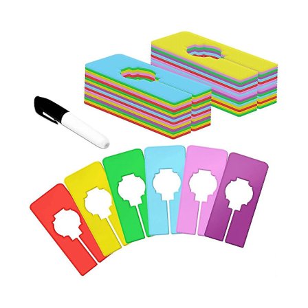 30 stk. skillevægsdelere til garderobeskab, 6 farver rektangulære tøjophængsdelere, genanvendelige til sortering af tøjstørrelse, farve, mærke