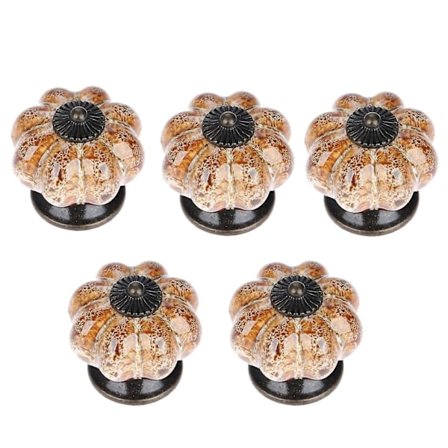 5 Knoppar i Pumpaform, Keramik, Dia-38mm, Vintage Vit, Skåpsdrag för Bokhylla, Sideboard, Dress