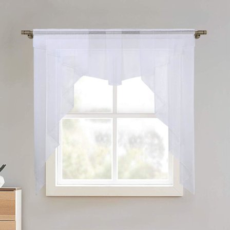 Køkken gardiner (hvid, 120cm*145cm) Små gardiner Gennemsigtige