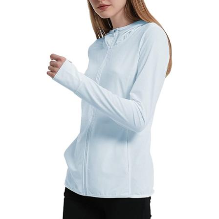 UPF 50+ UV-suoja Naisten Vaatteet Zip Up Huppari Pitk hihainen Kalastus Juoksu Vaellus Takki Ulkoilu Performance Paita, vaaleansininen, 4XL