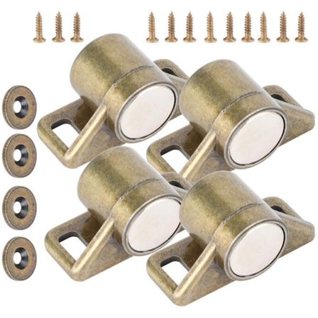 4 stk. magnetisk dørlås i sinklegering, vintage sinklegeringsskapbeslag, grønn bronse...DEBUNS
