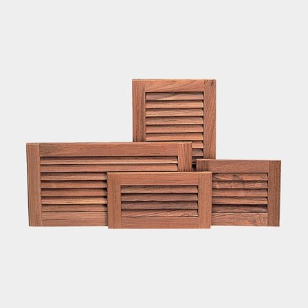 Rejilla de ventilación en teca Roca, 284 x 162 mm (dimensiones exteriores) / 130 x 260 mm (dimensiones de instalación)