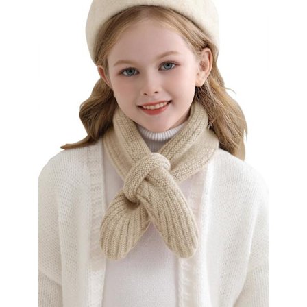 Strikket halstørklæde til børn, varmt kryds-slips halsvarmer med blødt vinterstof, sødt toddler-omslag til piger og drenge i alderen 1-14 år udendørs 