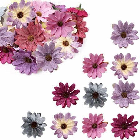 Blomster til håndverk 50 stk kunstige blomsterhoder spredte blomster dekorative silkeblomsterhoder dekorative blomsterhoder-