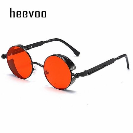Metall Steampunk Solglasögon för Män och Kvinnor - Trendiga Runda Glasögon - Märkesdesign - Vintage Solglasögon - Hög Kvalitet - Oculos De Sol 2024 [