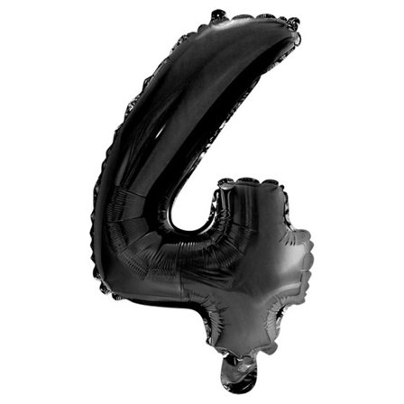 Folieballon Ciffer 0-9 Sort 41 cm Ciffer 4