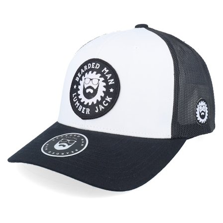 Bearded Man - Musta trucker Lippis - Saw Blade Logo Retro Black/White/Black Trucker @ Hatstore