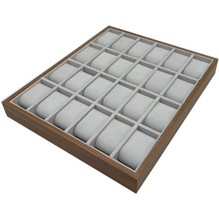 Ur-bakke - 24 rum Træ Ur Display Bakke Smykkebakke Display Showcase Ur Opbevaringsholder Ur Organizer Bakke