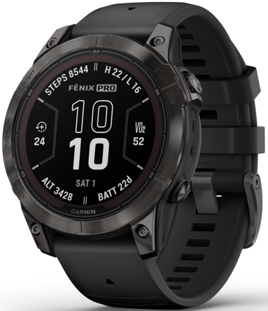 Garmin Fenix 7 Pro Sapphire Solar Carbon Grey DLC Titanium with Black Band
