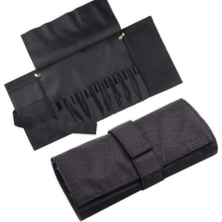 Sort -makeup børsteholder - rejse makeup børste etui - kosmetik taske - bærbar makeup artist etui rummer mere end 20 børster - vandtæt materiale