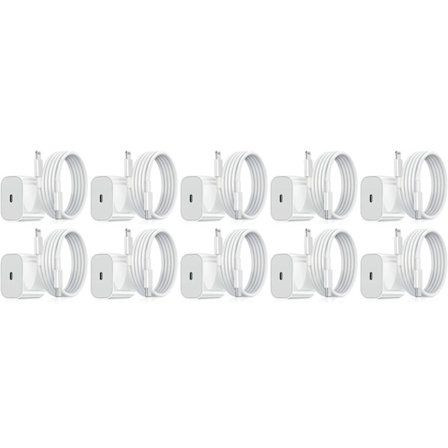 Laddare för iPhone - Snabbladdare - Adapter + Kabel 20W USB-C Vit