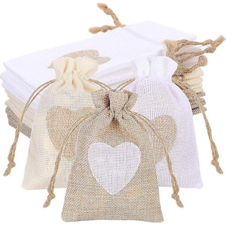 21 stk Jutegaveposer med snor - Godteriposer