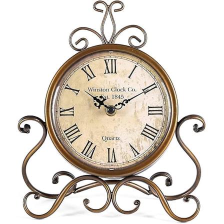 Elegant Vintage Bordklokke for Hjemmedekor - Stille, Ikke-tikkende Bordklokke