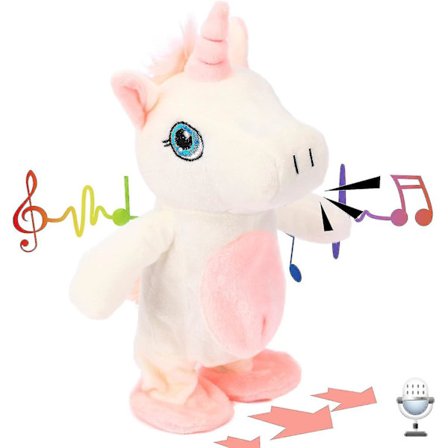 Talende Enhjørning gentager, hvad du siger Gående Elektrisk interaktiv animeret legetøj Talende plys ven gave til småbørn Fødselsdag, 9,5'