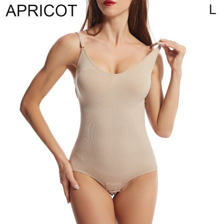 Kvinner Bodysuit Mansjett Magetrener APRICOT L