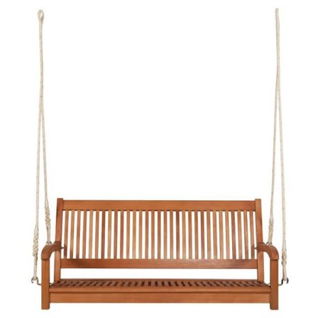 COSTWAY Sæbænksæde 2 Pladser Hængebænk til Have 126 x 62 x 60 CM til Terrasse Altan Udendørs i Eucalyptus