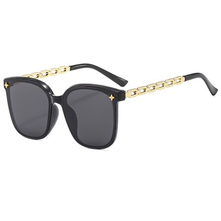 Firkantede solbriller til kvinde stort stel sort spejl solbriller