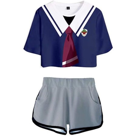 Cosplay SK8 The Infinity Miya 2-osainen vaatesetti Reki Kyan Cosplay -asu T-paita shortsit sininen Extra Large