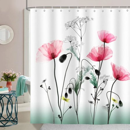 Suikkuverho Unikot Punainen Kukka 180 x 200 cm Kylpyverho Polye