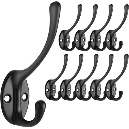 Bolatus 10 stk. frakkekroge, svanehalskroge, dobbelte vægkroge KLB