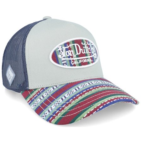 Von Dutch - Grå trucker Keps - Oval Patch Blue/Beige/Multicolor A-Frame Trucker @ Hatstore