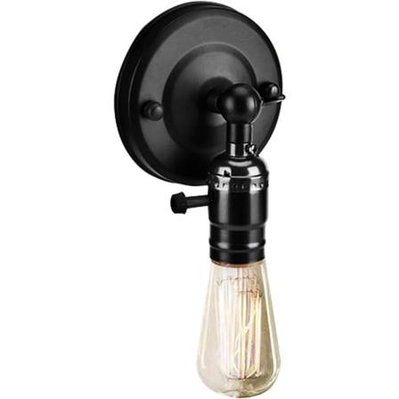 Retro-tyyli Lamppuvarsi, E27 Edison Retro Sein lampunpidike Kytkimell Kotiin ja Koristeluun 220V (Musta)