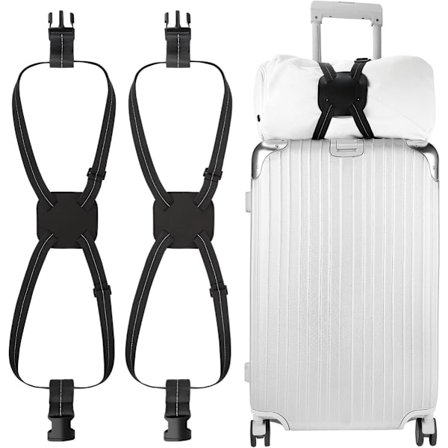 ING Bagasje Elastiske Stropper for Bagfeste 2-pakning Justerbare Elastiske Bagasjestropper med Spenne Svart Bagasjestropp for Kofferter Håndbagasje
