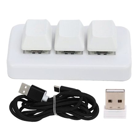 Valkoinen Mini 3 näppäimen näppäimistö ABS Bluetooth-vastaanotin USB Mukava käsituntuma Ohjelmointi LED-pelinäppäimistö kotiin