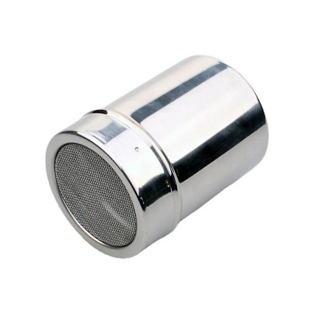 Funksjonell rustfritt stål sjokolade shaker melis salt kakao mel kaffesil (2 stk, sølv)