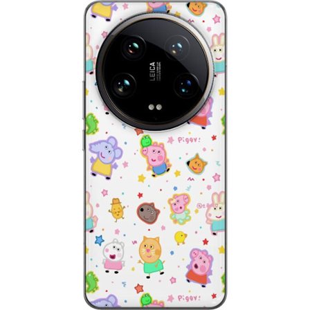 Kompatibel Mobilcover til Xiaomi 14 Ultra Farverige tegneserie dyrekarakterer i en legende stil med stjerner og prikker på en lys baggrund