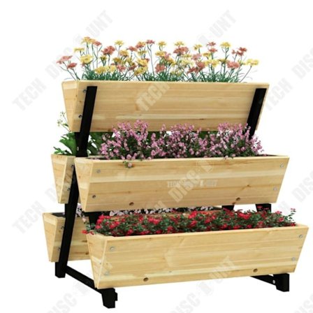 Trädgårdskärl - TECH DISCOUNT - Fyrkantig i gran - 78x75x77 cm - Optimal dränering - 5 nivåer