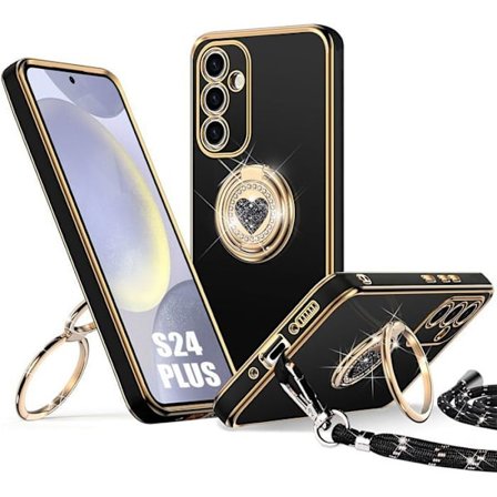 Beskyttelsesskal - BOOLING - til Samsung Galaxy S24 Plus - Blødt silicone - Snor inkluderet - Drejelig ring