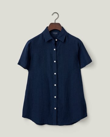 Lexington Kortærmet hørskjorte, mørkeblå