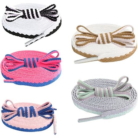 5 par platta skosnören tie dyed (5 färger), 8mm * 1,2m