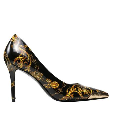 Versace Jeans Couture, Décoletté with baroque printing Czarny, Kobieta, Rozmiar: 36 EU