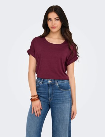 ONLY Onlmoster S/S O-Neck Top Noos Jrs - Burgundy - S