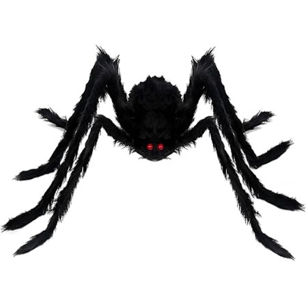 1. Läskig Edderkop Halloween Dekorationer Udendørs Indendørs - 150 cm Stor Falsk Håret Halloween Edderkop Rekvisitter Dekorationer (Sort)