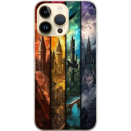 Kompatibelt Mobilskal till Apple Apple iPhone 15 Pro Max Fyra magiska slott i olika elementfärger, episk fantasykonst med eld vatten luft och mörker