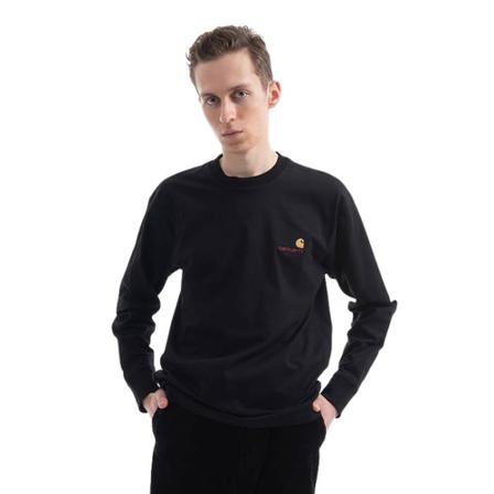Carhartt Wip, Koszulka męska Carhartt WIP American Script Longsleeve T-Shirt I029955 Czarny S Czarny, Mężczyzna, Rozmiar: L