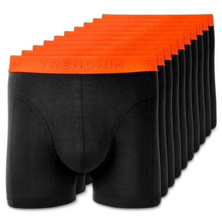 X-Large - FlexFeel | 10-Pack Black Cotton Boxer Briefs with Neon Orange Waistband for Men